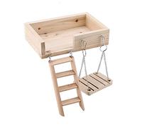 HOSEONFN pour Petit Animal de Compagnie, 3 pcs Hamster en Bois échelle Rampante, Jeu de Plates-Formes de Swing drôle, Bois Naturel, Sabotage à mâcher, Jeu à Plusieurs Niveaux,
