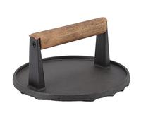HoseOnfn Presse de grill en fonte en fonte lourde, pour hamburger avec poignée, rond 3 lbs, empêcher la sans bâton, outil de cuisine résistant à la chaleur et durable, même la