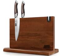 HOSHANHO Bloc à Couteaux Magnétique 35,5 x 25,4 cm - Porte Couteaux Aimanté Double Face Porte-couteaux Magnétique en Acacia Bloc Couteau de Cuisine