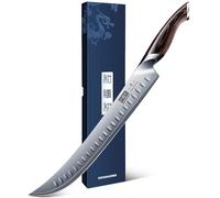 HOSHANHO Couteau à Saumon de 30cm, Couteau Jambon Japonais en Acier à Haute Teneur en Carbone avec Manche Ergonomique en Pakkawood, Couteaux Incurvés Tranchants de Boucher comme des Rasoirs pour la Dé