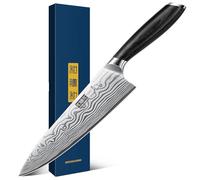 HOSHANHO Couteau de Chef 20 cm, Couteau de Cuisine Ultra Tranchant en Acier Poudré à Haute Teneur en Carbone, Couteaux de Chef Japonais Professionnel avec Manche Ergonomique en Bois de Pakka