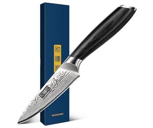 HOSHANHO Couteau d'Office 10 cm, Petit Couteau de Cuisine Forgé en Acier à Poudre au Carbone, Couteau à Fruits Japonais Ultra-Tranchant avec Manche Ergonomique en Bois de Pakka