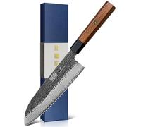 HOSHANHO Couteau Santoku de 18 cm, Couteau de Chef Japonais Forgé à La Main, Couteau de Cuisine en Acier à Haute Teneur en Carbone Ultra Tranchant avec Manche Octogonal en Bois de Rose