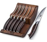 HOSHANHO Couteaux à Steak 7 Pièces, Ensemble de Couteau a Steak avec Bloc