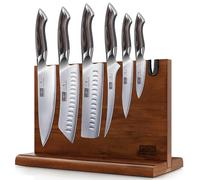 HOSHANHO Lot de 7 Couteaux de Cuisine, Couteau Cuisine Bloc Magnétique en Acier Inoxydable Japonais à Haute Teneur en Carbone, Couteau de Chef Ultra-tranchants Avec Manche Ergonomique en Bois de Pakka