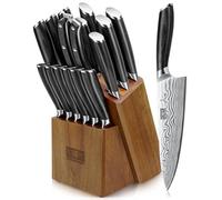 HOSHANHO Set Couteau Cuisine avec Bloc de 16 Pièces, Set de Couteaux de Cuisine en Acier à Poudre à Haute Teneur en Carbone Ultra Tranchants, Ensemble de Couteaux de Cuisine avec Aiguiseur