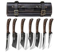 HOSHANHO Set de Couteau de Boucher, Forgés à la Main Avec étui Pour Homme | Couteau à Viande Tranchant, Couperet de Cuisine professionnel, Couteaux à Désosser Filet Pour la Maison, le Camping et le BBQ