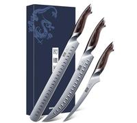 HOSHANHO Set de Couteau Saumon, 3 Pièces Couteaux à Découper la Poitrine en Acier Japonais à Haute Teneur en Carbone avec Manche Ergonomique en Bois Pakkawood