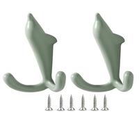 Hoshen Lot de 2 crochets doubles en forme de dauphin, crochets muraux en alliage de zinc avec vis, pour sacs, manteaux, clés pour chambre à coucher, salon, entrée (vert)