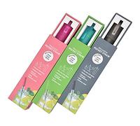 Hoshen Lot de 3 pailles télescopiques réutilisables en acier inoxydable avec embout en silicone et brosse de nettoyage (boîte d'origine) Rouge/vert/gris