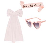 Hoshisea 3 Pièces Evjf Accessoires Femme, Voile Demoiselles D'honneur Bandeau, Evjf Echarpe Team Bride, pour Mariages Enterrement de Vie de Jeune Fille （Rose）