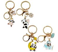 Hoshisea 4 Pièces Porte-clés Forme Panda, Porte-clés Panda, Porte-clés Animal Dessin Animé, Porte-clés Sac à Dos, pour Pendentif Porte-clés, Décoration Sac Main