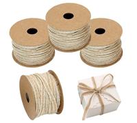 Hoshisea 4 rouleaux 10M Ruban De Lin Naturel Vintage, Rouleaux de Cravates en Toile de Jute, Rubans Cadeaux Vintage, pour emballage cadeau, mariages, fêtes, artisanat