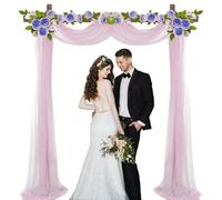 Hoshisea 7m Rideau Arche Mariage en Tulle, Rideau en Tulle, Convient pour Une fête, Une scène, Une cérémonie d'arche de Mariage (Rose Clair)