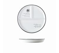 Hoshisea Assiette Compartiment Adulte, Assiette Divisée en Céramique, Assiettes Divisées, pour Adultes Et Enfants, Four A Micro Ondes Et Lave Vaisselle(Soleil Noir)