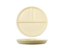 Hoshisea Assiette Compartiment Adulte, Assiette Divisée en Céramique, Assiettes Divisées, pour Adultes Et Enfants, Four A Micro Ondes Et Lave Vaisselle(Jaune crème)