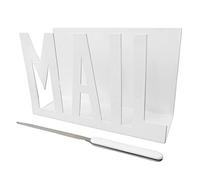 Hoshisea Corbeille à Courrier en Métal Blanc, Porte-Lettres avec Ouvre-Lettre pour Maison, Bureau, L'école