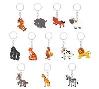 Hoshisea Lot de 12 porte-clés animaux en silicone, porte-clés animaux, caricature, cadeaux de fête d'anniversaire