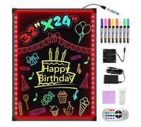 Hosim Conseil d'écriture de message LED, enseigne de menu de restaurant illuminée avec effet au néon effaçable éclairé de 8 "x24" avec 8 marqueurs de couleurs, mode de clignotement 7 couleurs bricolage Tableau pour les promotions de mariage dans la cuisine (6080)