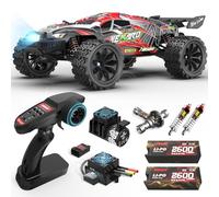 Hosim Voiture télécommandée à partir de 14 ans, 1:8 voiture RC sans balais, 70+ km/h, haute vitesse, 4 x 4 tout-terrain, étanche, grande voiture RC pour adultes, Truggy 40+ min avec 2 batteries