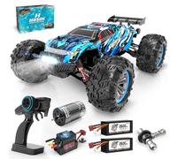 Hosim Voiture Télécommandée Brushless 1:10, 68+ KM/H Voiture RC Rapide 4WD Tout-Terrain, Monster Truck 2 Batteries 7.4V pour 40 Min de Jeu, pour Adultes et Enfants Garçons