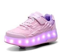 HOSIMY Chaussures à roulettes Fille Et Garçon Patins De Skate à roulettes Chaussures de Skateboard Outdoor Gymnastique Baskets Roller en Ligne Mode Poussoir Ajustabl