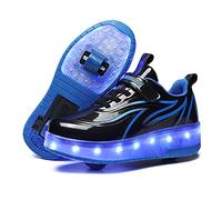 HOSIMY Chaussures à roulettes Fille Et Garçon Patins De Skate à roulettes Chaussures de Skateboard Outdoor Gymnastique Baskets Roller en Ligne Mode Poussoir Ajustabl