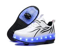 HOSIMY Chaussures à roulettes Fille Et Garçon Patins De Skate à roulettes Chaussures de Skateboard Outdoor Gymnastique Baskets Roller en Ligne Mode Poussoir Ajustabl