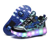 HOSIMY Chaussures à roulettes LED Lumières Clignotante Patins à roulettes pour Unisexe Enfants Retractable Basket a Roulette,Mode Skateboard Roller Garçons Fille Amie Creative Cadeau