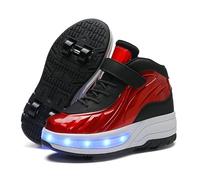 HOSIMY Chaussures à roulettes LED Lumières Clignotante Patins à roulettes pour Unisexe Enfants Retractable Basket a Roulette,Mode Skateboard Roller Garçons Fille Amie Creative Cadeau