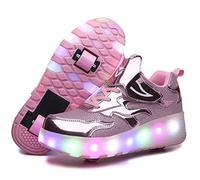 HOSIMY Chaussures à roulettes LED Lumières Clignotante Patins à roulettes pour Unisexe Enfants Retractable Basket a Roulette,Mode Skateboard Roller Garçons Fille Amie Creative Cadeau