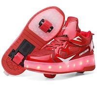 HOSIMY Chaussures à roulettes LED Lumières Clignotante Patins à roulettes pour Unisexe Enfants Retractable Basket a Roulette,Mode Skateboard Roller Garçons Fille Amie Creative Cadeau