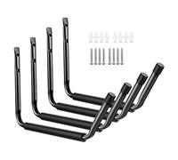 Hosko Crochet Velo, Crochets Mur Crochet Garage de Stockage avec Le Bras Jumbo, Velo Mural Utilitaires avec Revêtement Anti-Dérapant (4Pcs, Noir)