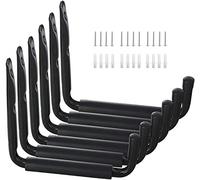 Hosko Crochet Velo Mur, 22cm Crochets Velo Crochet Garage de Stockage avec Le Bras Jumbo, Mural Utilitaires avec Revêtement Anti-Dérapant (6Pcs, Noir)