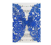 Hosmsua 20x Bleue Pailletée cartes invitation marriage en dentelle avec papillon et enveloppes pour anniversaire, mariage, fiançailles, anniversaire de mariage