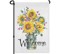 HOSNYE Drapeau de bienvenue en forme de tournesol double face pour l'été en pot Mason Jar Drapeaux de jardin d'extérieur Holi CP