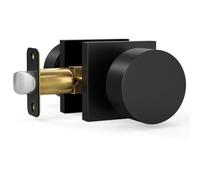 HOSOM 1 lot de boutons de porte de passage noir mat pour couloir, placard | Poignée de porte intérieure moderne à panneau carré non verrouillable, réversible pour porte droite ou gauche
