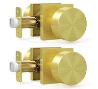 HOSOM Lot de 2 boutons de porte de placard en or brossé, sans verrouillage | Poignée de porte intérieure moderne en laiton teinté pour couloir, réversible, pour côté droit ou gauche, facile à installer