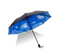 Hosoncovy bleu ciel parapluie pliant Double couche coupe-vent Anti UV Protection solaire 100 CM parapluie de voyage compact pour femmes hommes