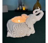 Hosoncovy Bougeoir en résine en forme d'éléphant pour bougie chauffe-plat - Petit bougeoir décoratif pour décoration d'intérieur (blanc A)