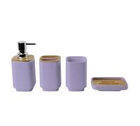 Hosoncovy Ensemble de 4 accessoires de salle de bain avec distributeur de lotion, gobelet à rinçage, porte-savon, porte-brosse à dents et porte-dentifrice, ensemble de contenants de salle de bain de 4
