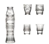 Hosoncovy Lot de 4 tasses pliables en verre motif carpes koï pour eau, thé, café, décoration d'intérieur pour cocktail, jus, boissons gazeuses (transparent)