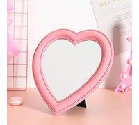Hosoncovy Miroir de Maquillage de Bureau Pliable en Forme de Coeur avec Support Miroir de Table avec Support Miroir Mural pour Miroir cosmétique Suspendu Miroir de vanité (Rose)