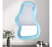 Hosoncovy Miroir mural à cadre irrégulier - Vanité décorative pour salle de bain, salon, chambre à coucher (bleu)
