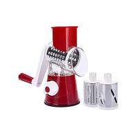 Hosoncovy Râpe à fromage rotative à ventouse avec 3 lames de tambour amovibles pour légumes, noix, etc. (rouge)