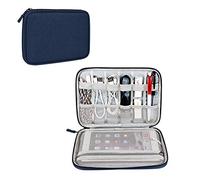 Hosoncovy Sac de Rangement Électronique pour Voyage - Étui pour Câbles, Clé USB et Tablette (Bleu Foncé)