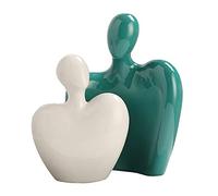 Hosoncovy Sculpture en céramique pour couple d'amour, cadeau pour mariage, anniversaire, Saint-Valentin, anniversaire (blanc et bleu)