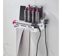 Hosoncovy Support mural en métal avec support de serviette pour Dyson Airwrap Styler et brosses (blanc)
