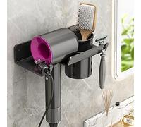 Hosoncovy Support mural en métal pour sèche-cheveux Dyson Supersonic, avec boîte de rangement, support mural pour sèche-cheveux Dyson Supersonic, universel pour sèche-cheveux (noir)