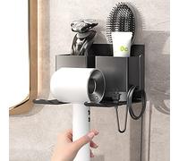 Hosoncovy Support mural universel en métal pour sèche-cheveux Dyson Supersonic avec boîte de rangement pour la plupart des sèche-cheveux (Noir)